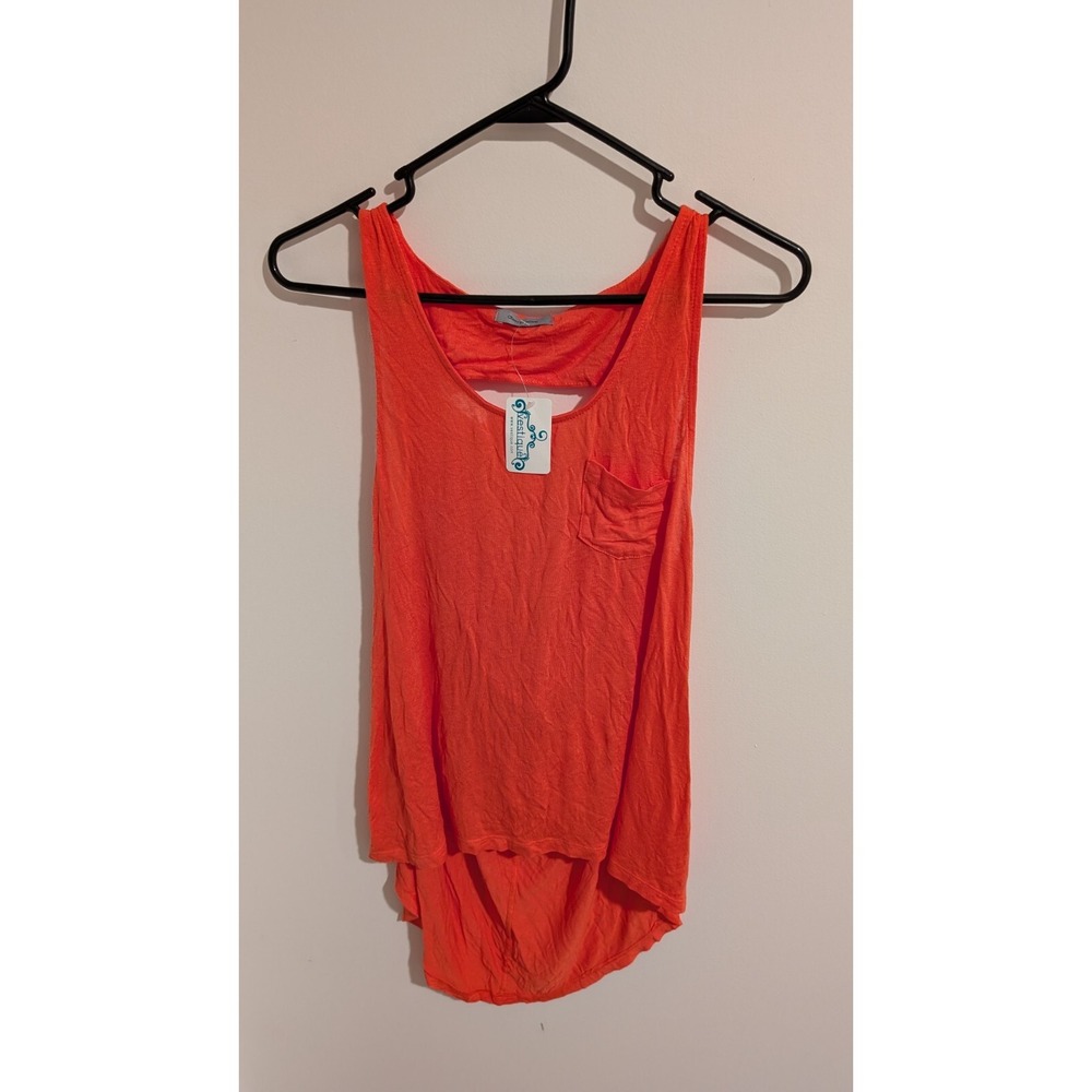 Cherry Mellow Orange High Low Tank Top Women's Large Open Cowl Back Pocket USA